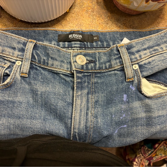 - Hudson Jeans distressed with paint splashes. Size 33 waist. - Picture 5 of 5